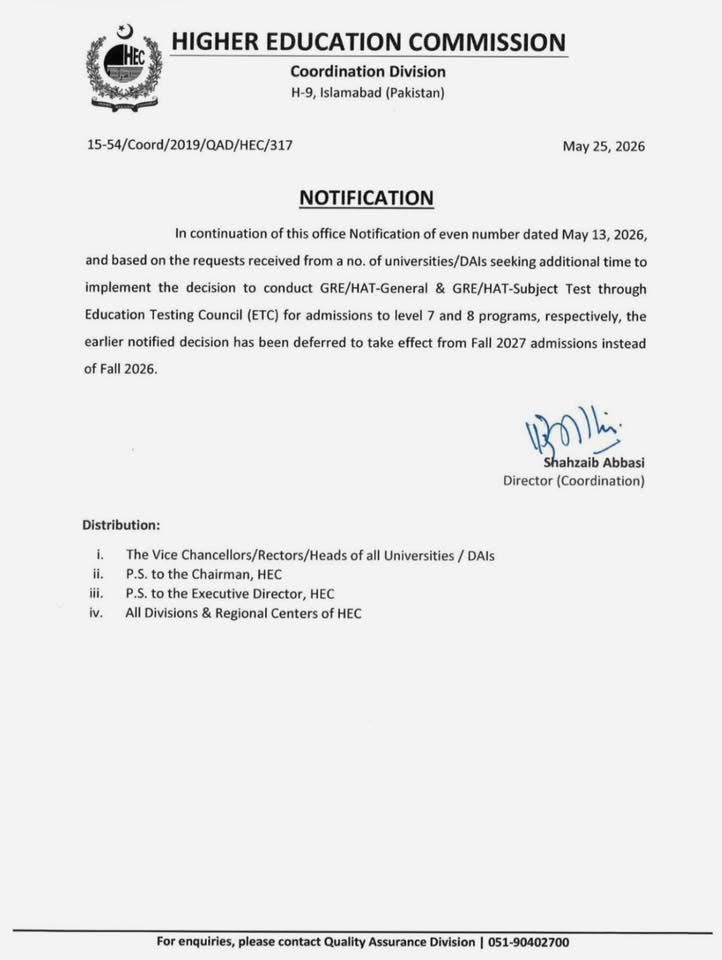 HEC Notification to deferred GRE-HAT